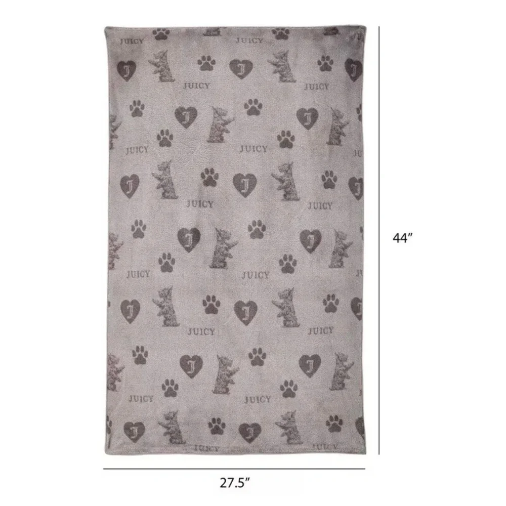 🎉HP🎉Juicy Couture Logo Scottie Plush Microfiber PetBlanket 27.5'×44